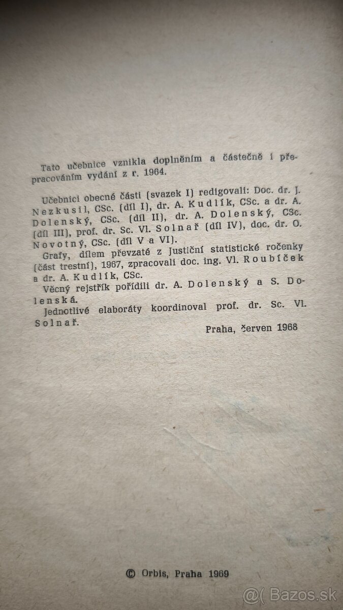 Kniha - Československé trestní právo 1969 - 4