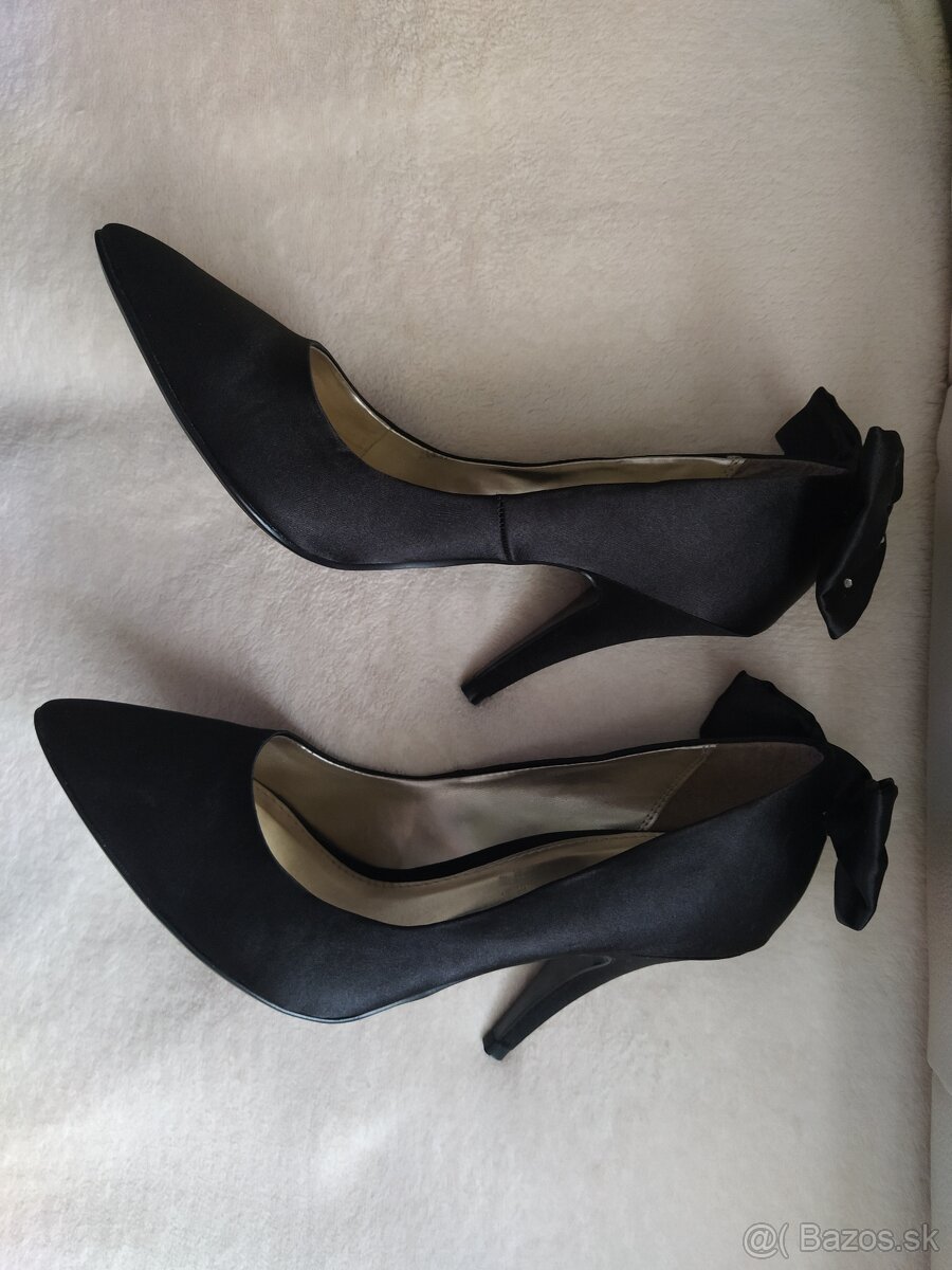NOVÉ čierne saténové lodičky veľ. 36 (osobný odber) - 4