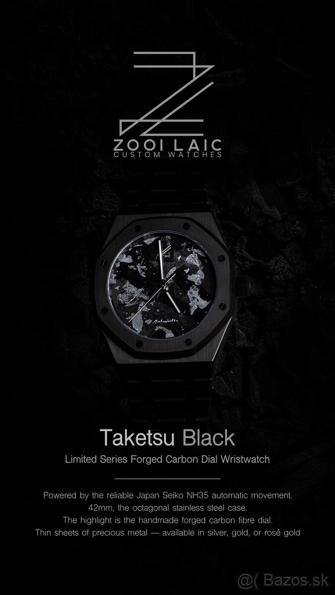 Automatické hodinky - jedinečné s karbonovým číselníkom - 4