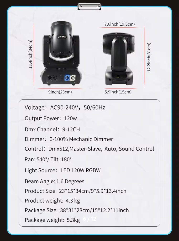 2ks 120W LED WASH GOBO + prepravný kufor - 4