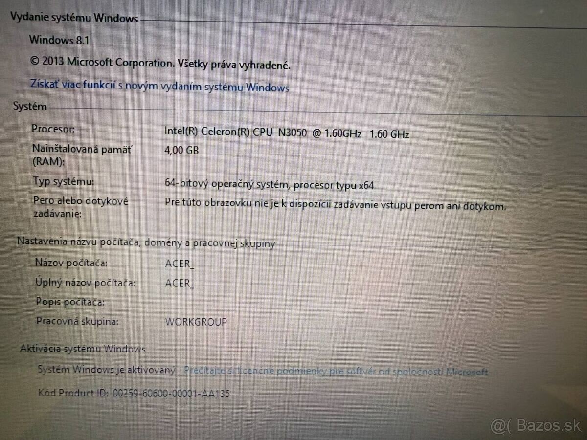 Acer Aspire Intel Celeron N3050 / 4GB RAM / 250GB HDD - 4