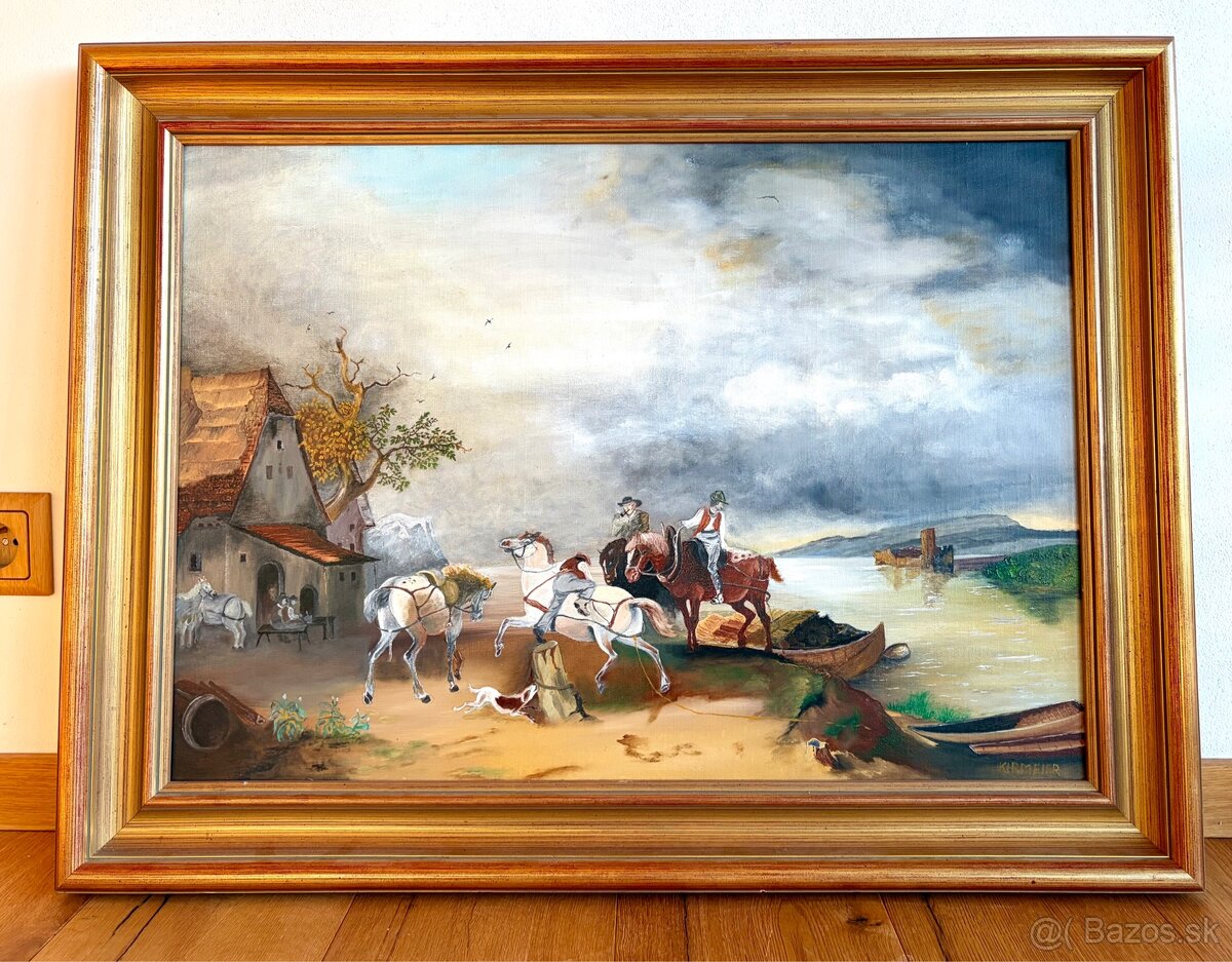 Starý velký obraz, olejomalba - 4