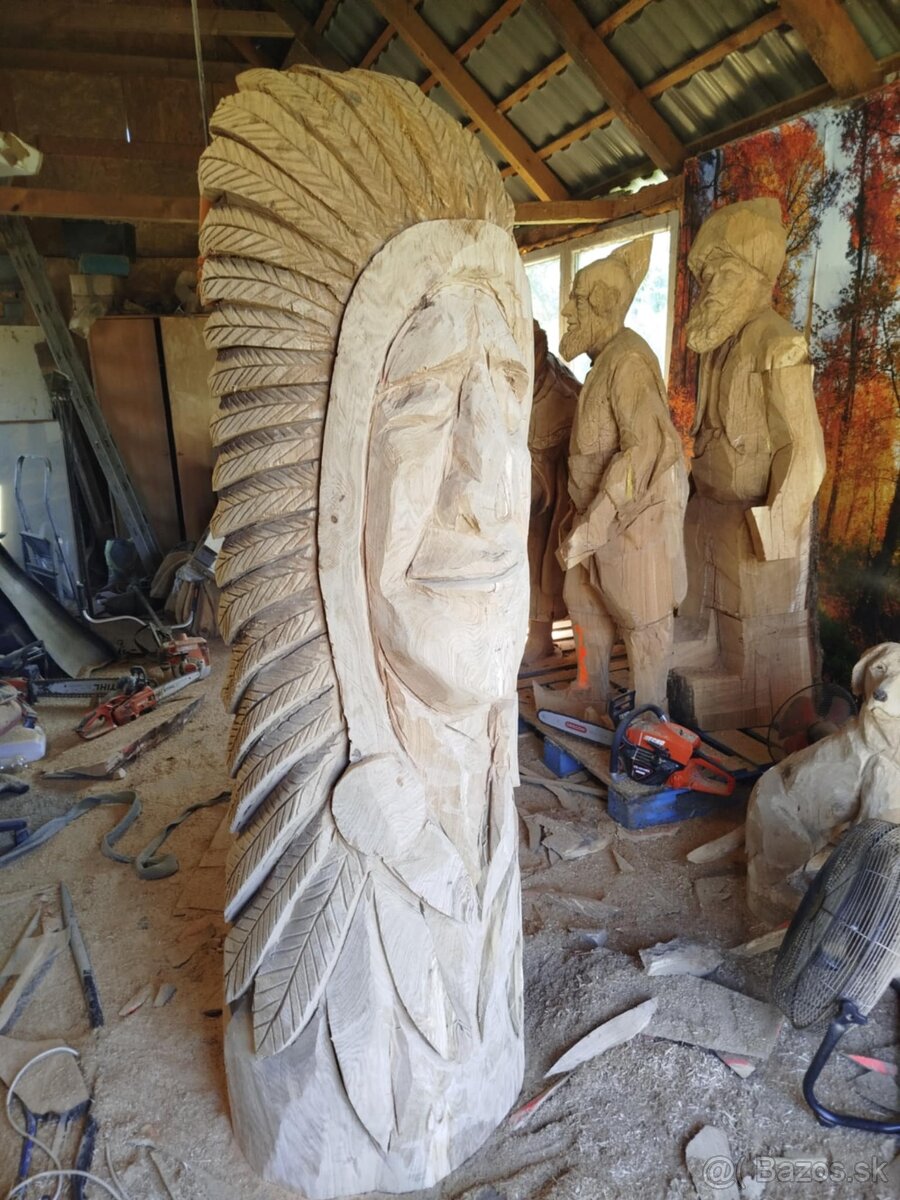 Indián - drevená socha - 4