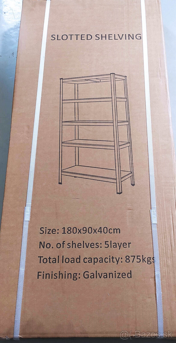 Pozinkované regále 180x90x40 cm, nosnosť 875kg, 5 policové - 4