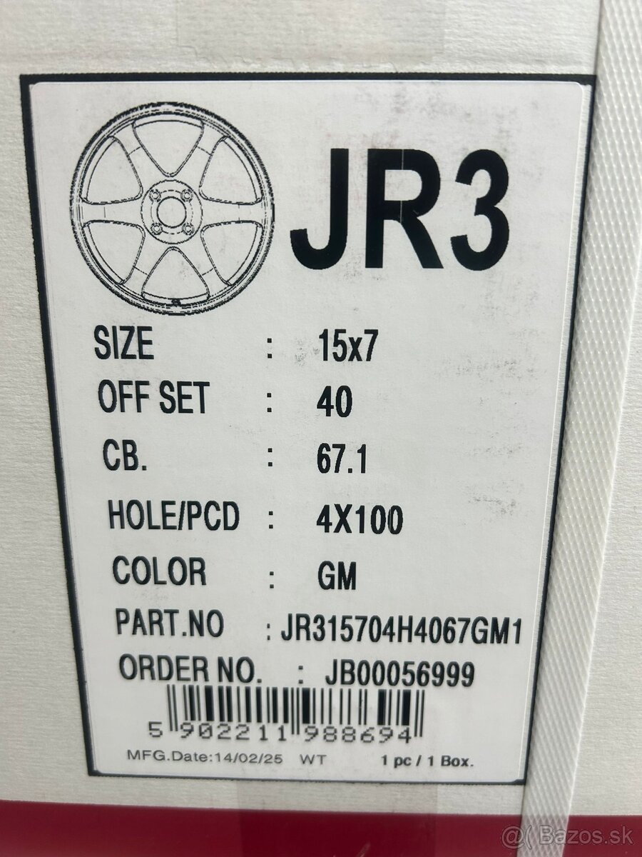 Japan Racing JR3 7J x R15 4x100 ET40 Gun Metal 67.1 - 4