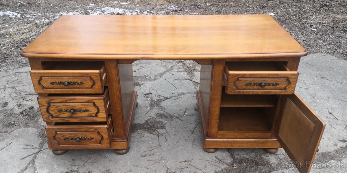 Rustikálny masivný písací stôl - 4