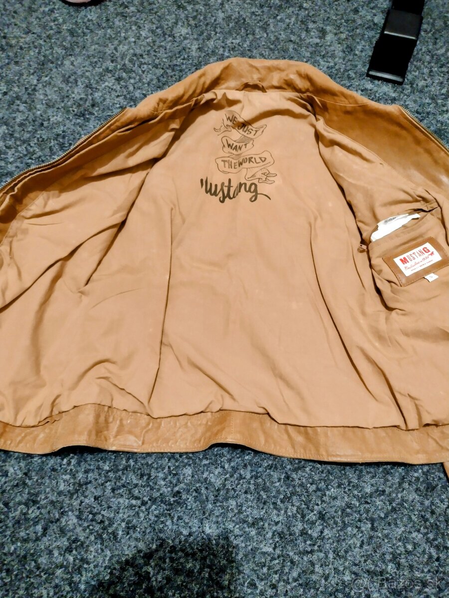 Bunda z pravej koze znacky Mustang,damska S,36 hneda farba - 4