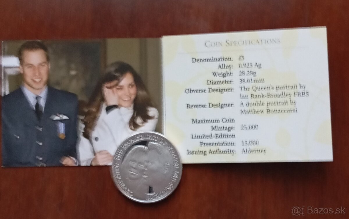 Strieborná pamätná minca £5 – Zásnuby Prince Williama a Cath - 4