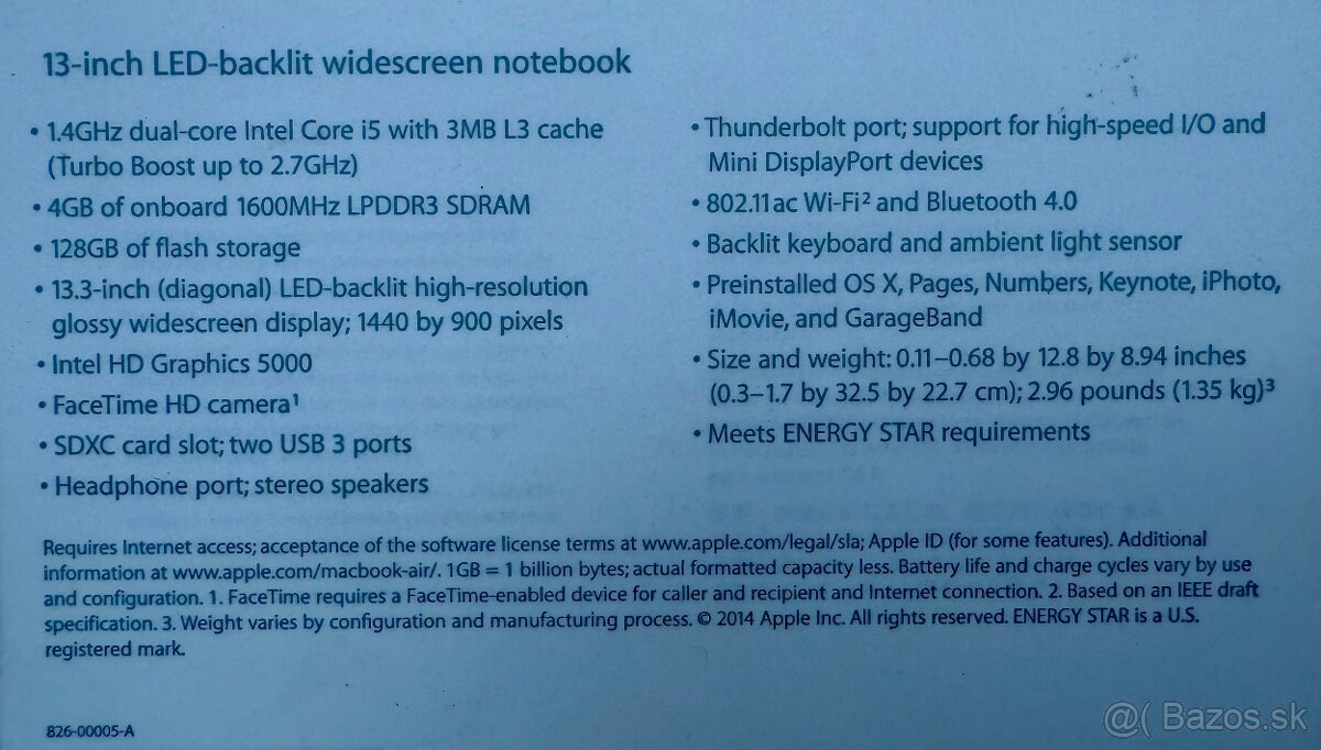 Apple MacBook Air 13” A1466 2015, originálny stav - 4