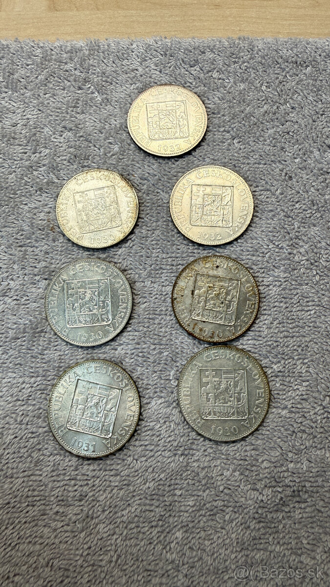 Stříbrná mince Československo – 10 Kčs 1930 (sedící postava - 4