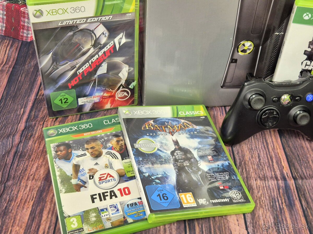 Xbox 360 Slim, 1 ovládač, 4 hry - 4