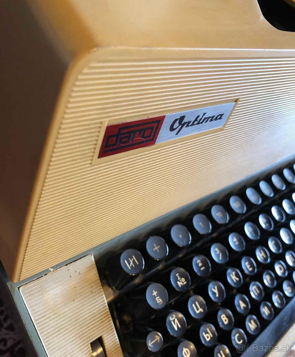 Vintage písací stroj Optima (azbuka) – plne funkčný @Stupava - 4