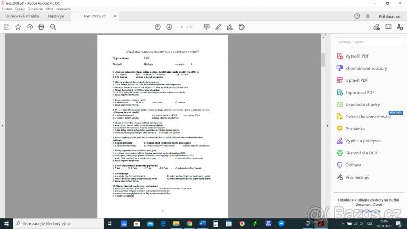 medicína materiály Brno MU, Praha,LF UK, Olomouc přijímačky - 4