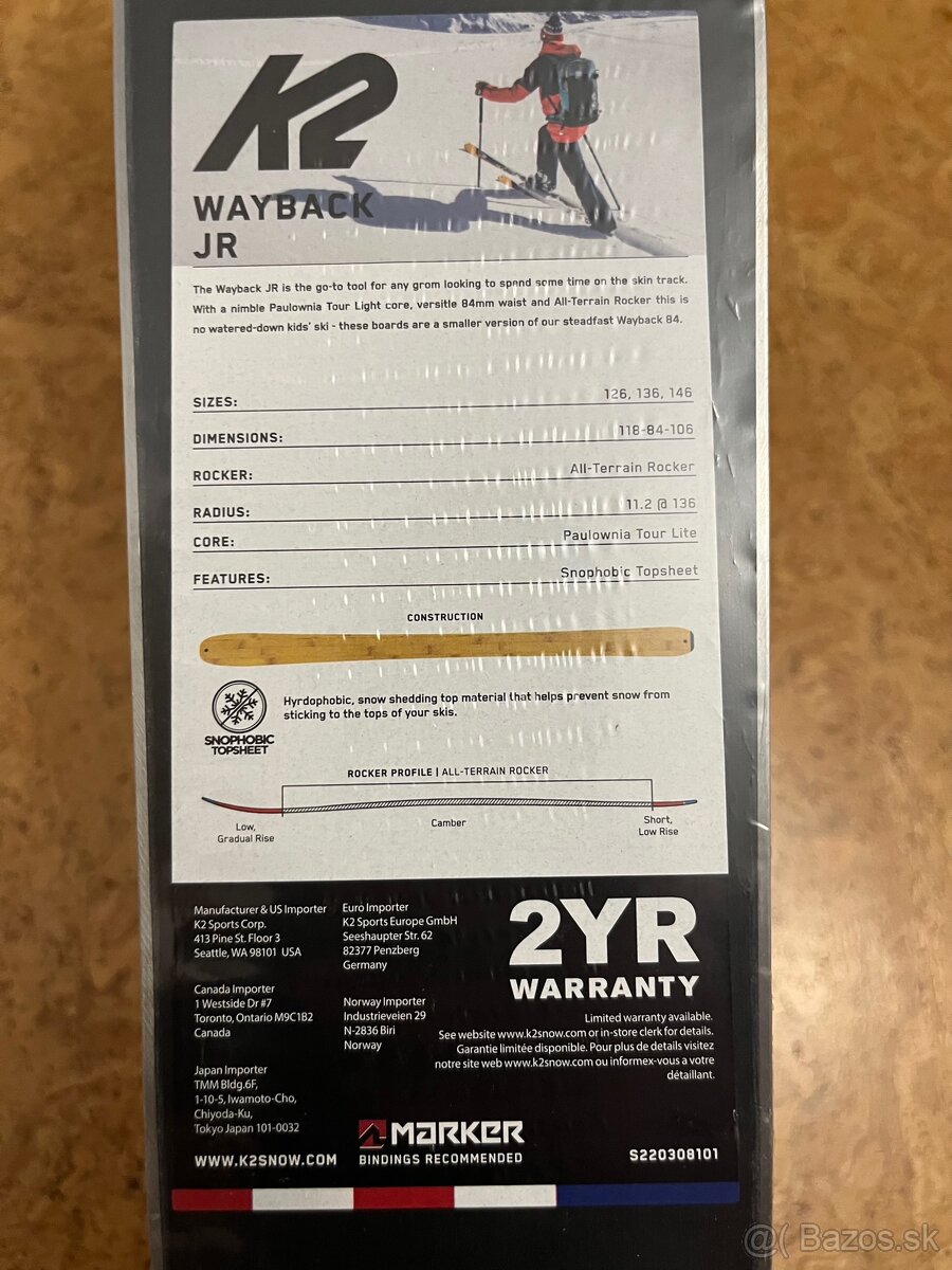 Detske skialp lyze K2 wayback jr 84mm/146cm a pasy - 4