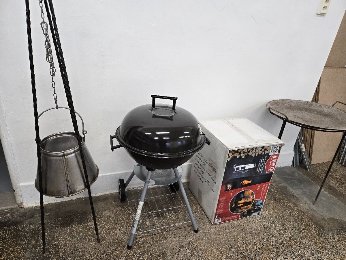 Záhradný gril, kotlík, platňa na grilovanie, záhradný krb - 4