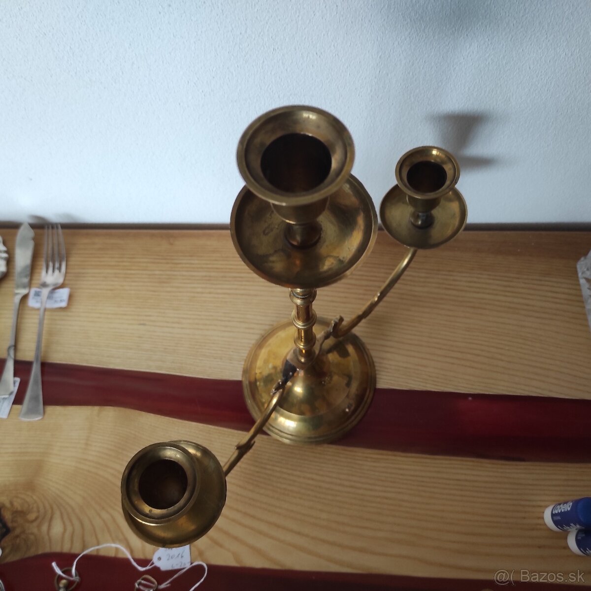 Starý svietnik mosadz - 4