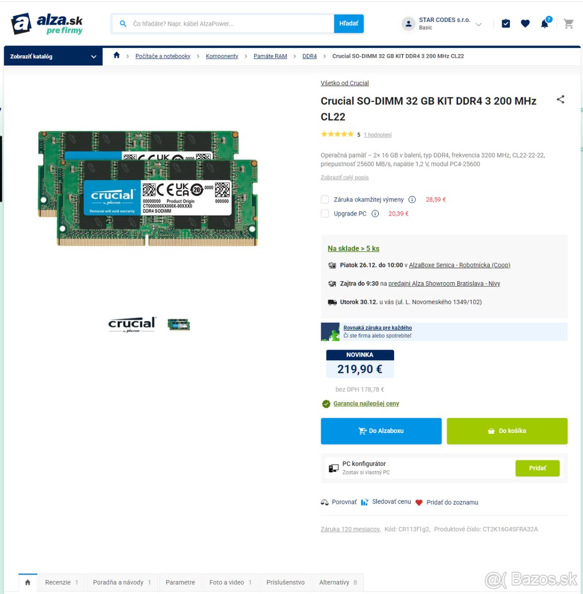 Crucial SO-DIMM 32 GB KIT DDR4 3 200 MHz CL22 (pre notebook) - 4