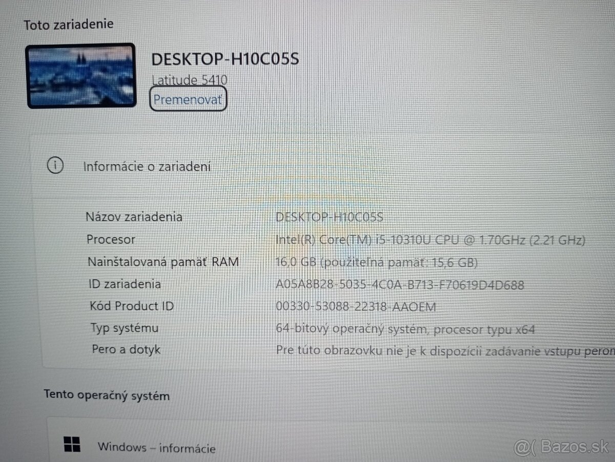 predám Dell Latitude 5410 ,16gb ram . Intel core i5 ,, ssd - 4