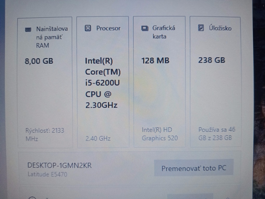 predám Dell latitude e5470 - Intel core i5 - 8gb ram -ssd - 4