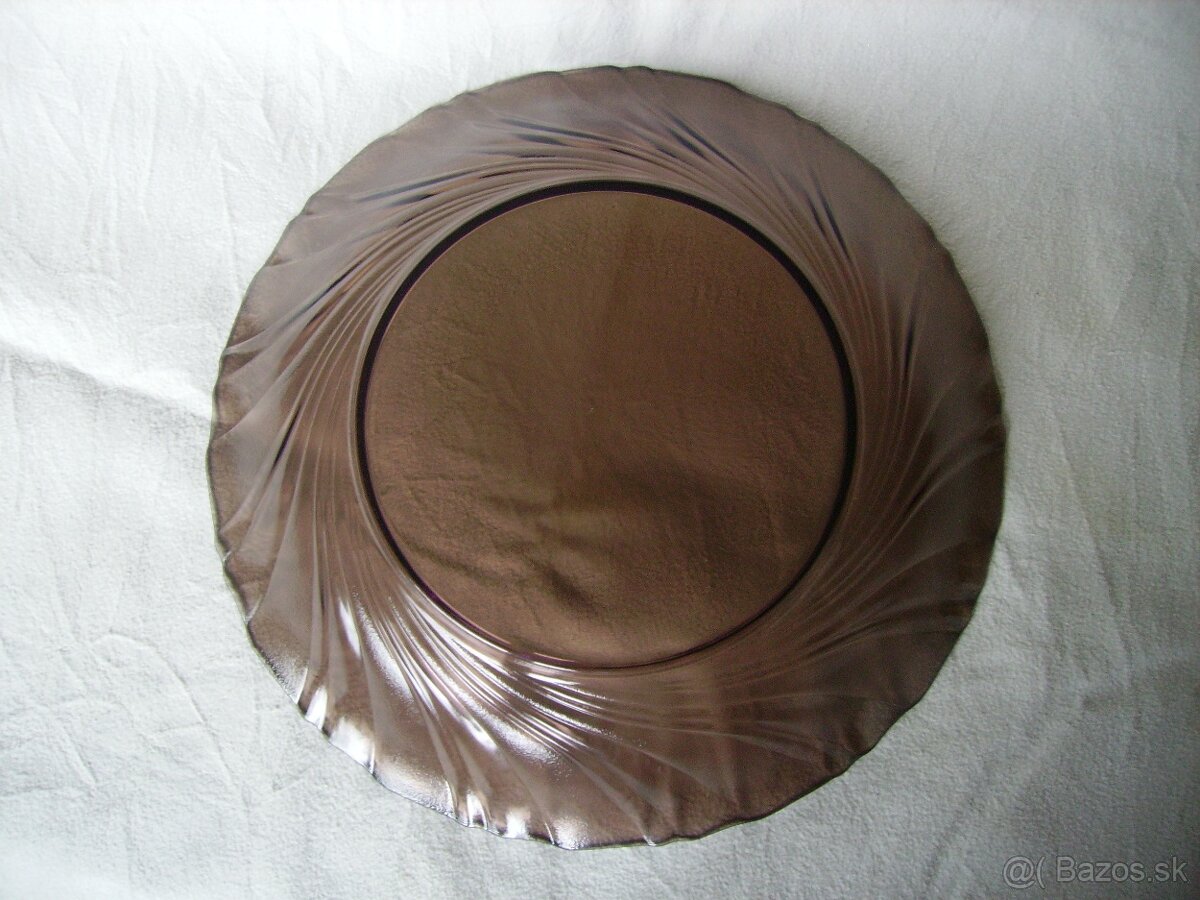 Veľká misa / tanier z dymového skla - 4