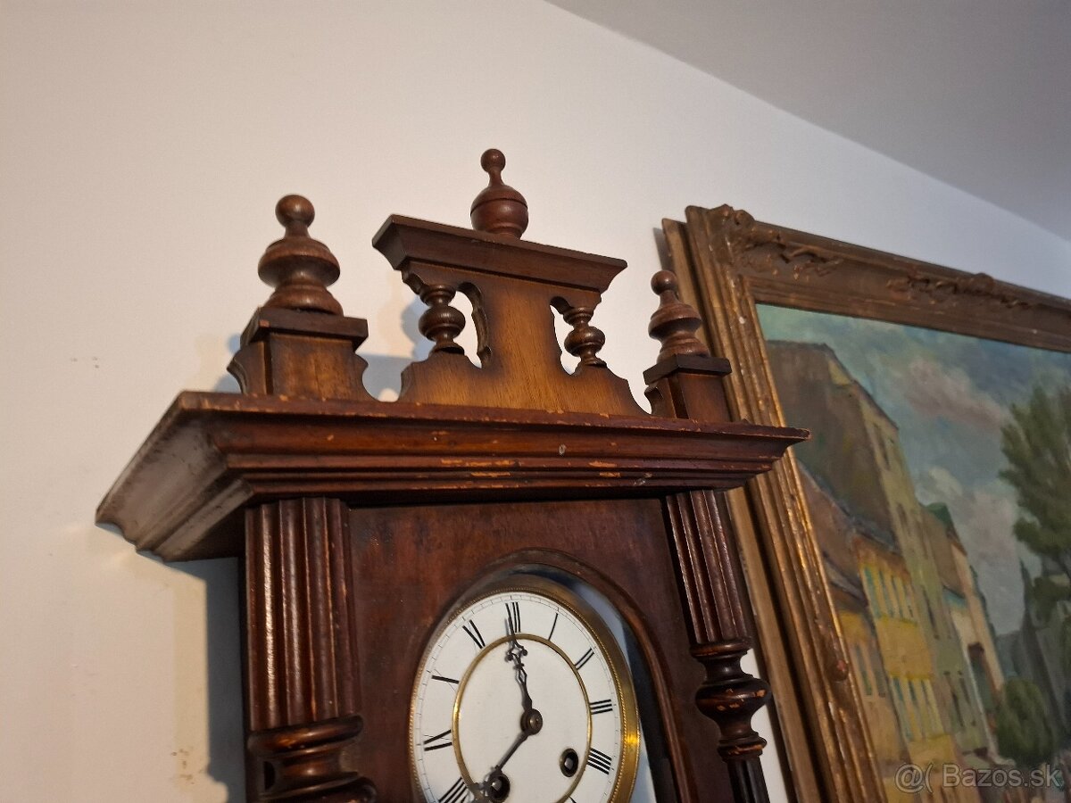 Predám funkčné starožitné polbicie nástenné hodiny Altdeutsc - 4