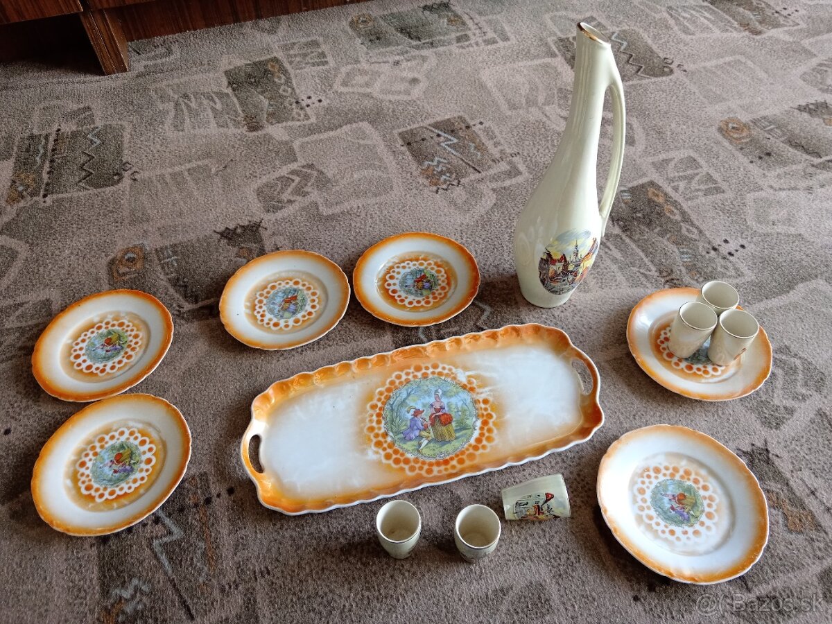 Porcelán, keramika, set pohárov, džbán, starožitnosti - 4