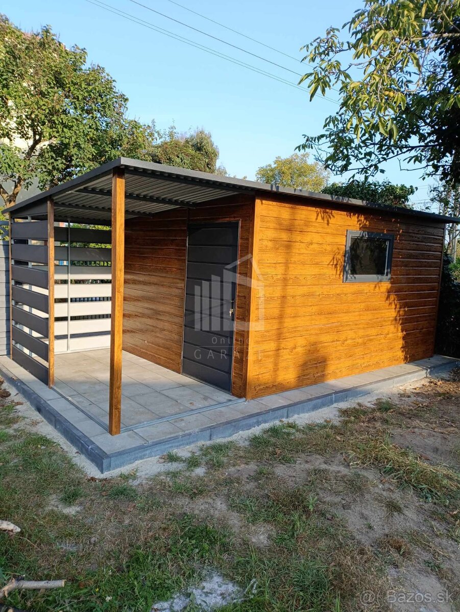 Záhradný domček s prístreškom - 4
