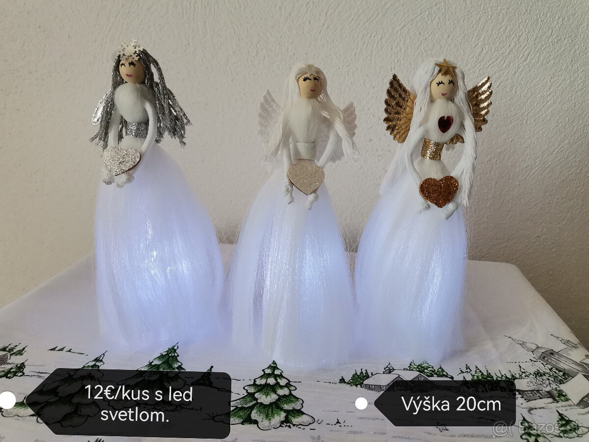 Anjeliky na zavesenie prirodný material, Vianoce NOVE - 4