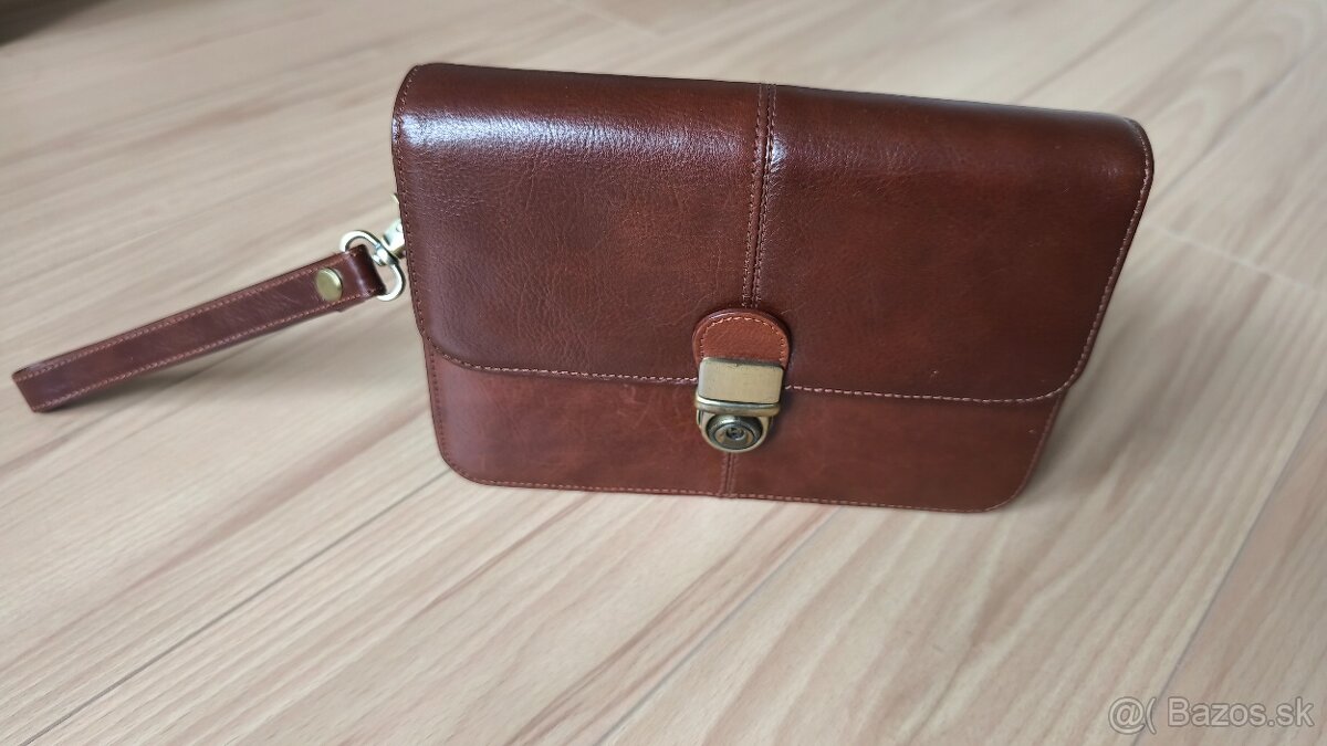 Pánska kožená kabelka hnedá - 4