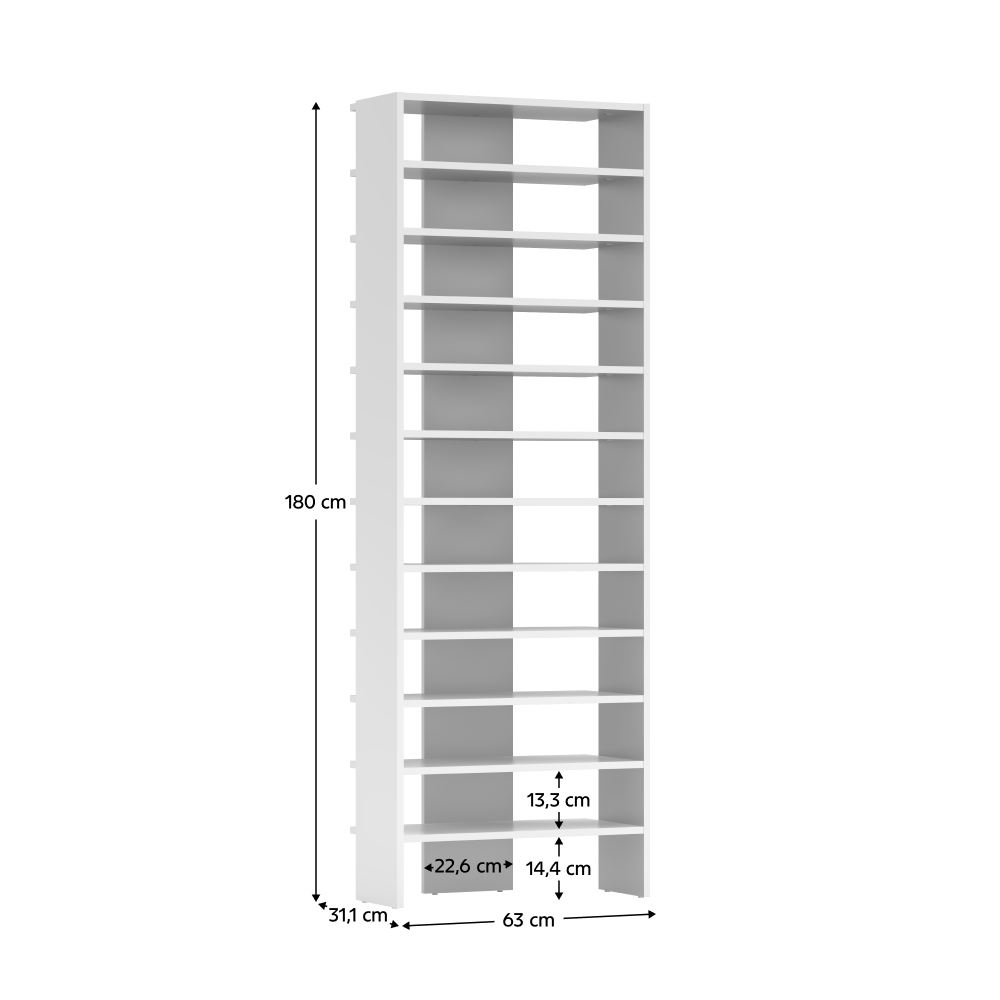 Vysoký regál/botník, biela, OSKI - 4