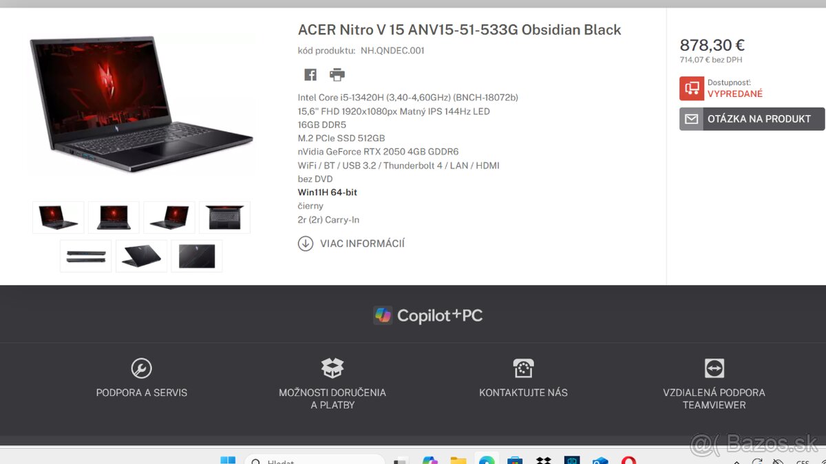 Herni Nitro 13420H 8jader 4,6Ghz,16Gb Ddr5 ,Nvidia Rtx Gddr6 - 4