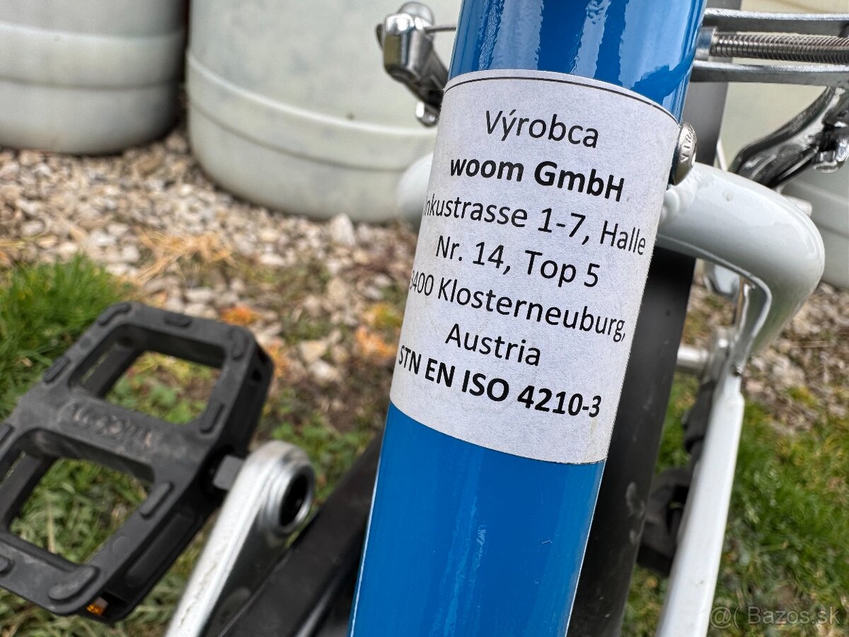 Predám detský bicykel WOOM 3 modrý s doplnkami. - 4