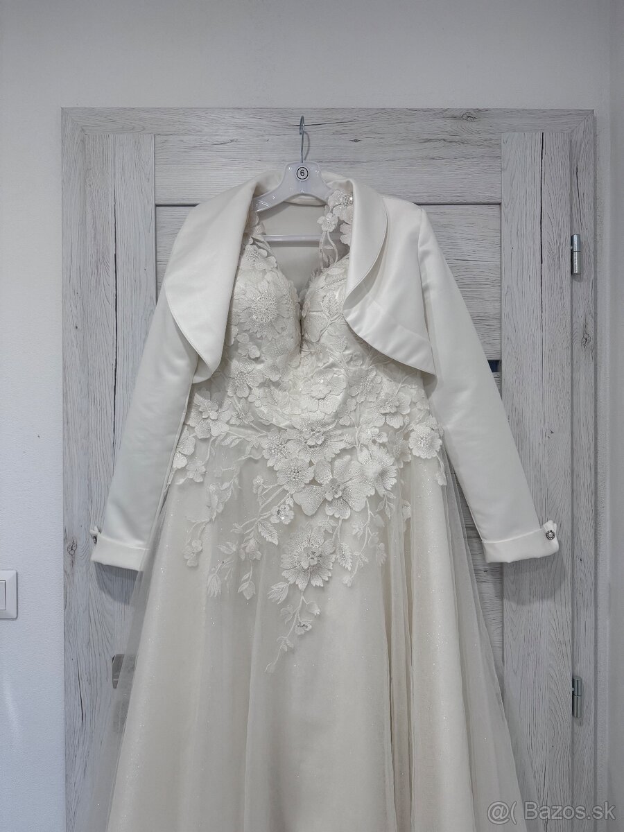 ZNÍŽENÁ CENA:450€ svadobné šaty - model 2024, farba ivory - 4