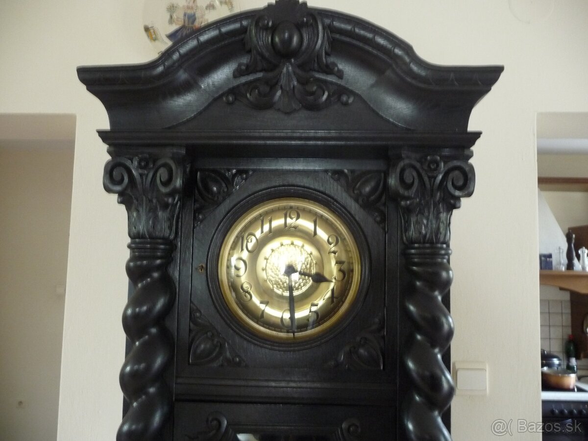 Vyrezávané drevené starožitné podlahové barokové hodiny - 4