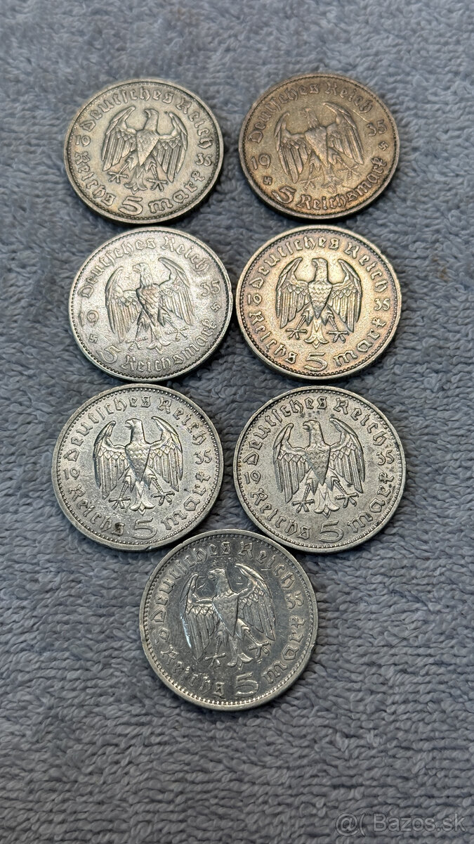 Stříbrná mince Německo – 5 Reichsmark 1935 (Paul von Hindenb - 4