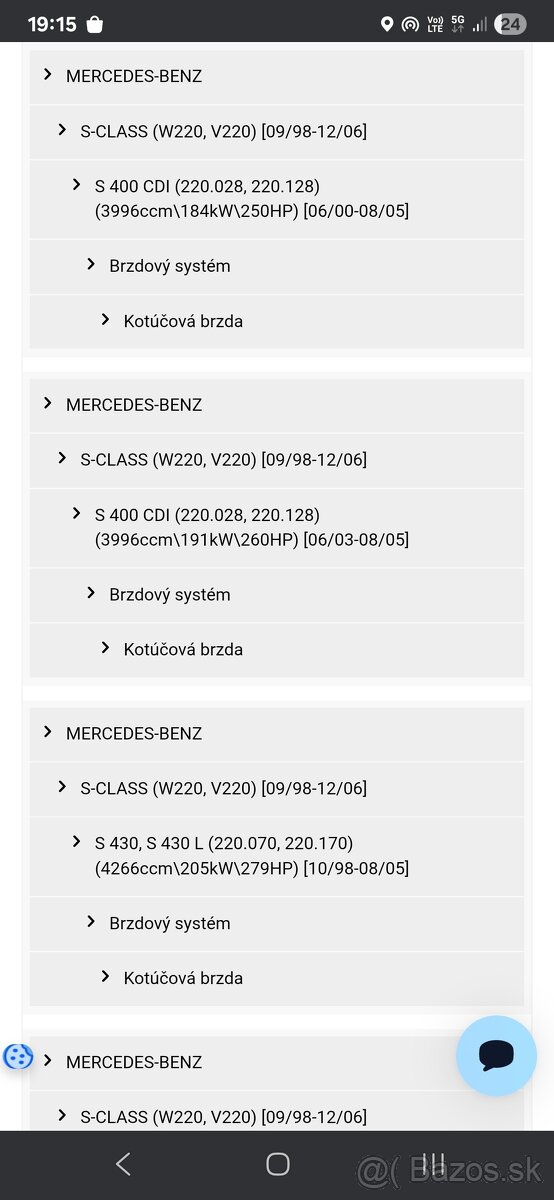 Brzdove kotuce ATE na mercedes S - 4