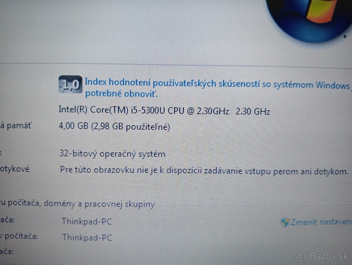 Lenovo Thinkpad T450 , Windows 7 32bit , Intel core i5 - 4