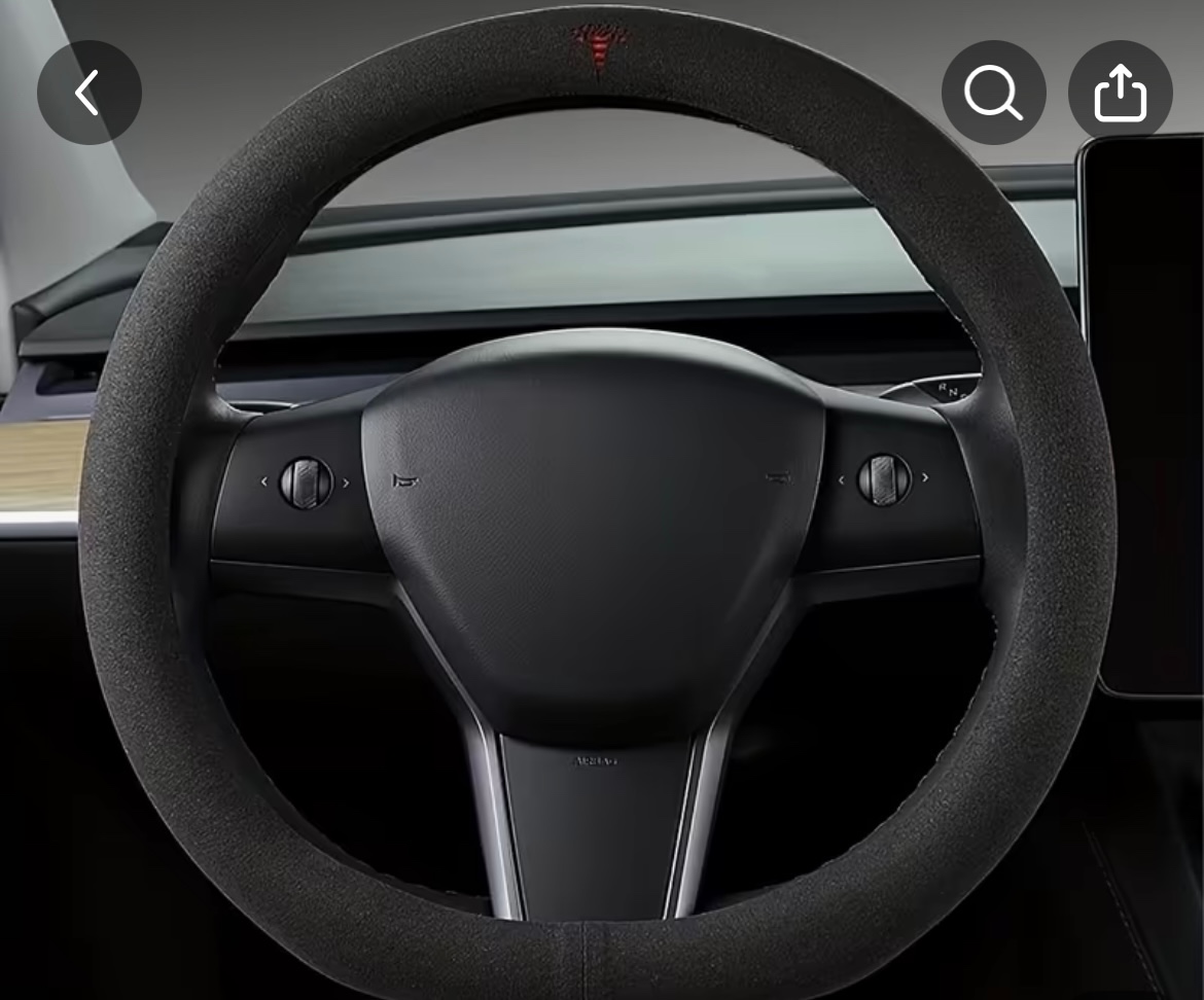 Predám kryt volantu z Alcantary na Tesla model 3/Y 36cm - 4