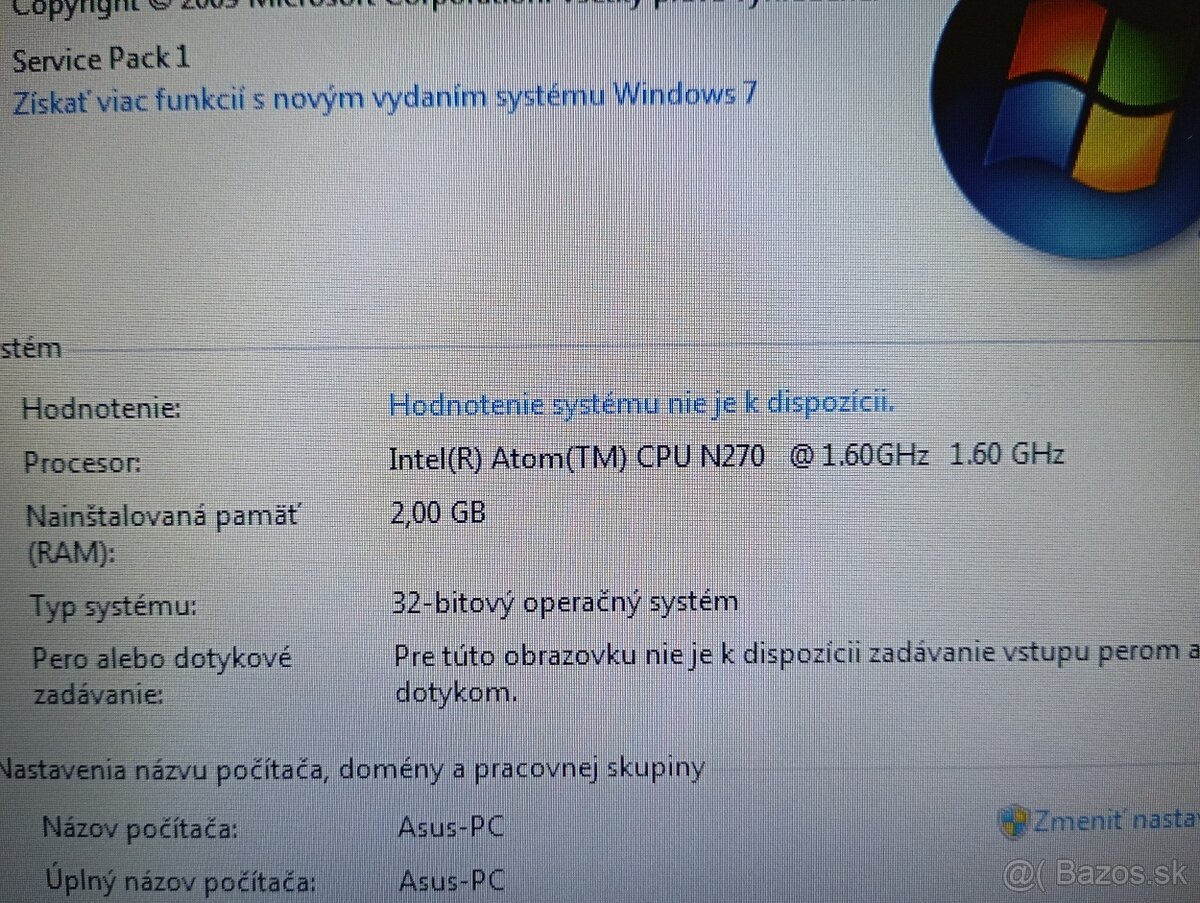 predám netbook ASUS EEE PC 1005HA , WINDOWS 7 32bit - 4