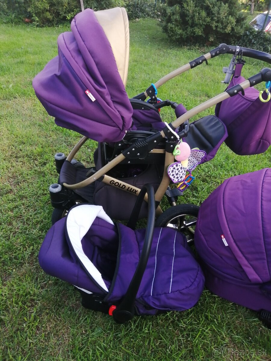 SET Kočík Baby lux de luxe purple 3v1+golfac - 4