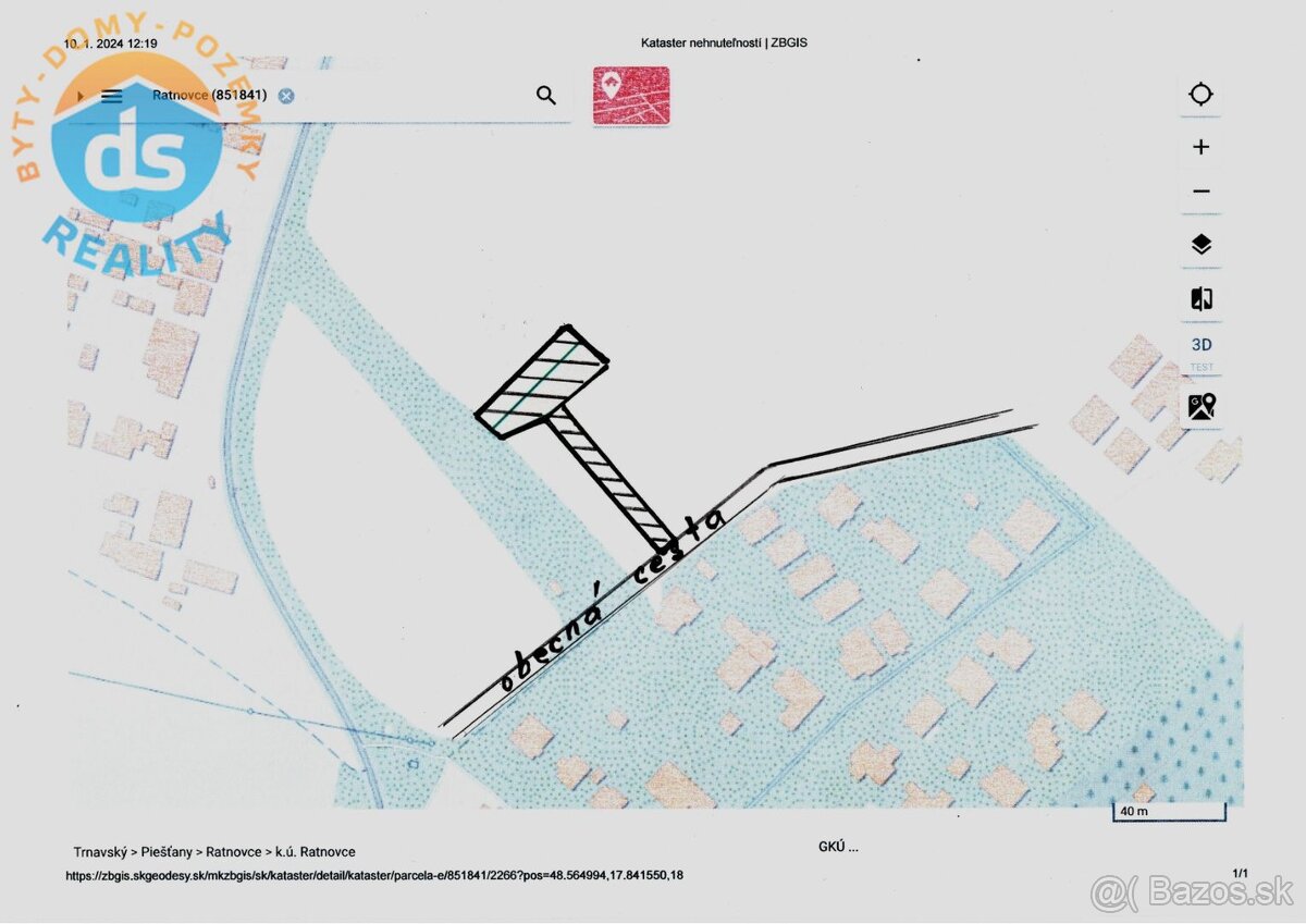 Na predaj pozemok 1.093 m2 určený podľa UPI na výstavbu rodi - 4