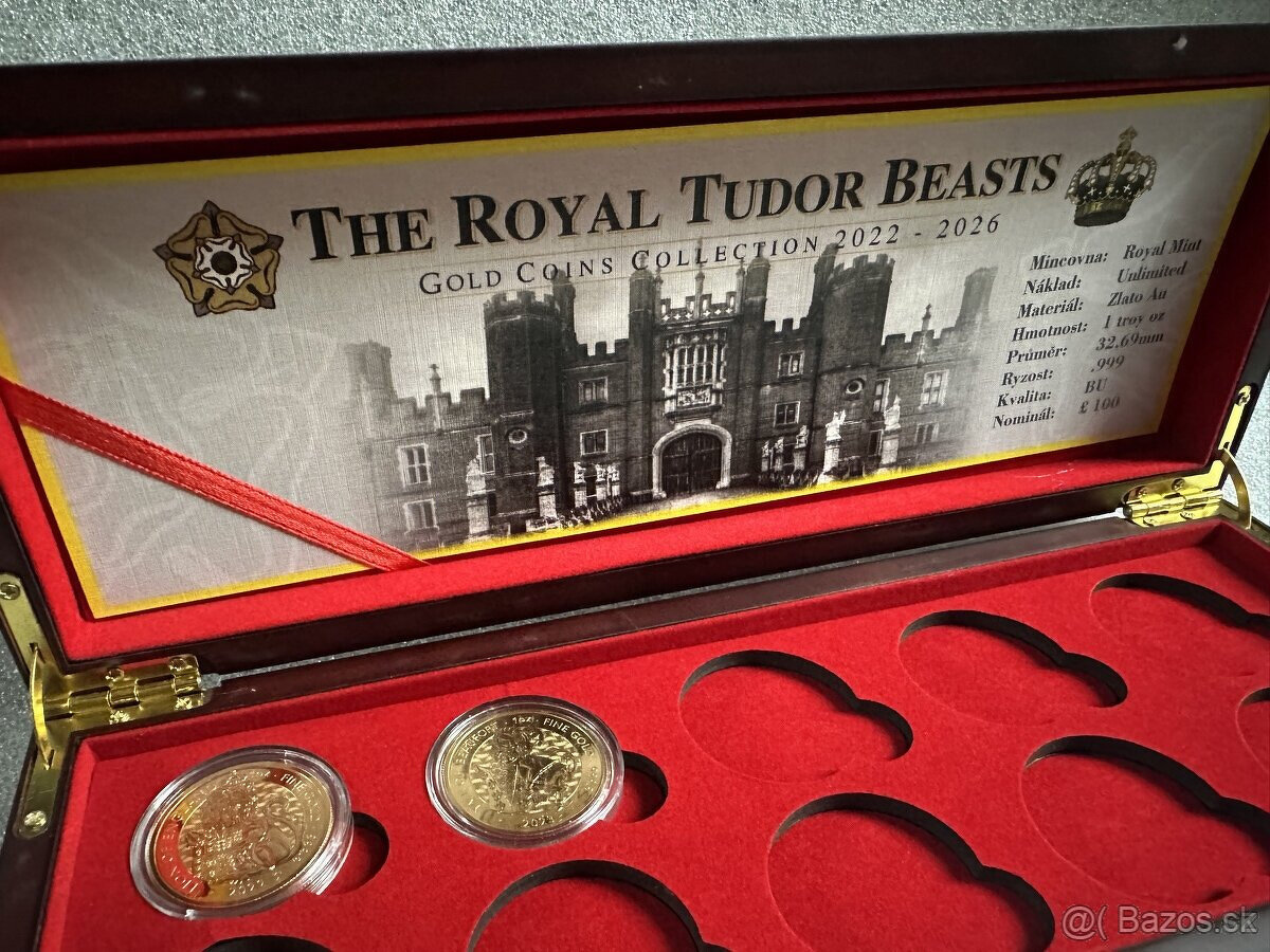 Luxusná etue pro zlaté mince Tudor Beasts 10x1oz s kartou - 4
