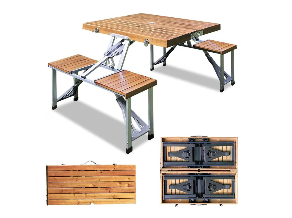 Skladaci kempingový set - 3 farby - zloženie do kufríka - 4