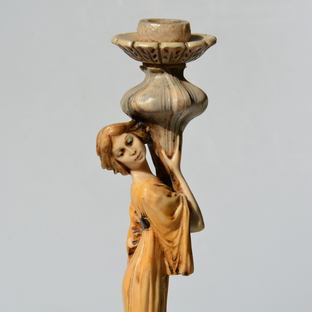 Starožitná soška / svietnik Dáma - v štýle secesie - 4