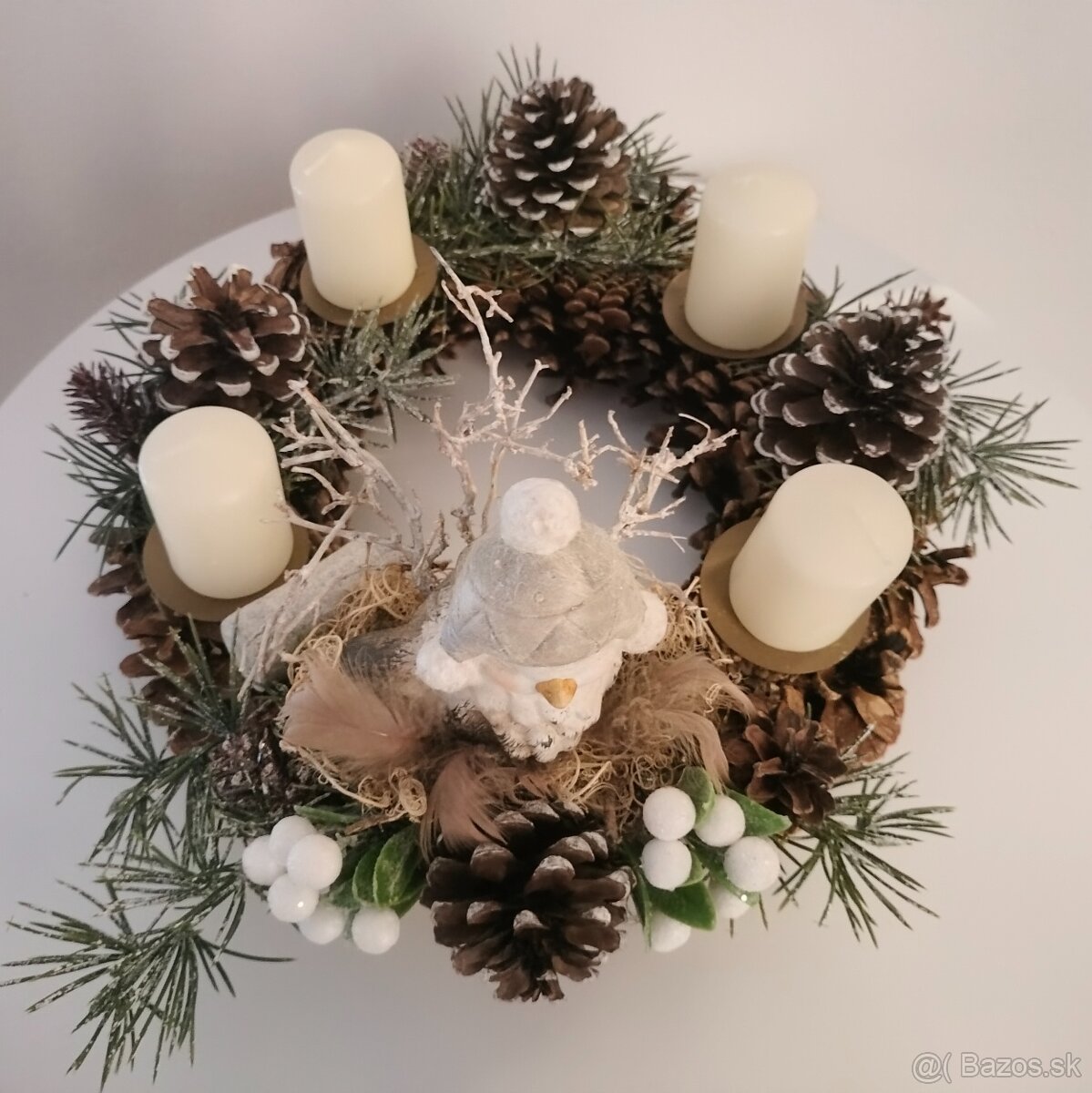 Adventný veniec s vtáčikom - 4