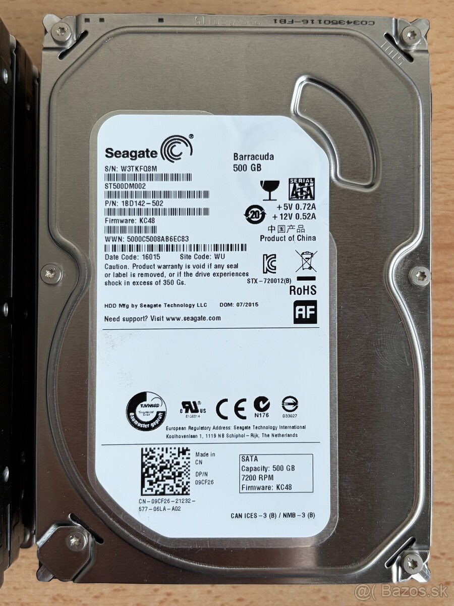 Predám rôzne 3,5" SATA HDD s kapacitou 500GB - 4