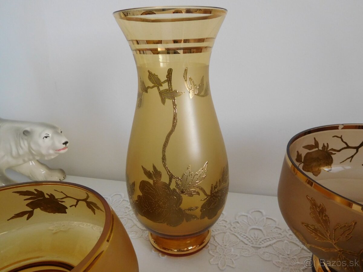 Karafa +6 pohárikou, Borske sklo poháre jubilejné, - 4