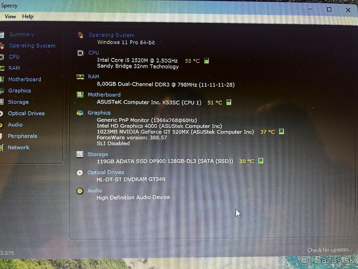 Asus K53sc ružový notebook s i5,8gb,128gb ssd,nvidia 520mx - 4