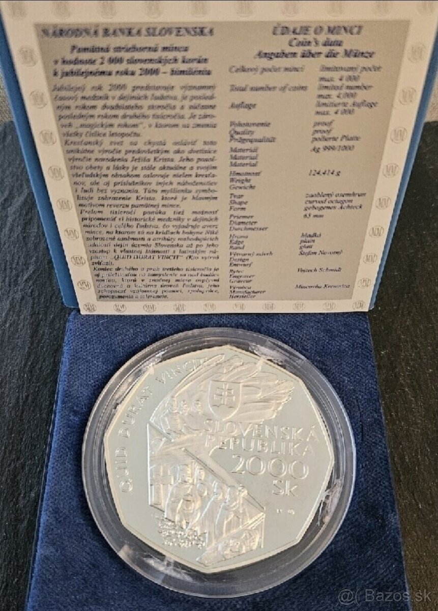 BIMILENIUM-zberateľská strieborná minca 2000sk - 4