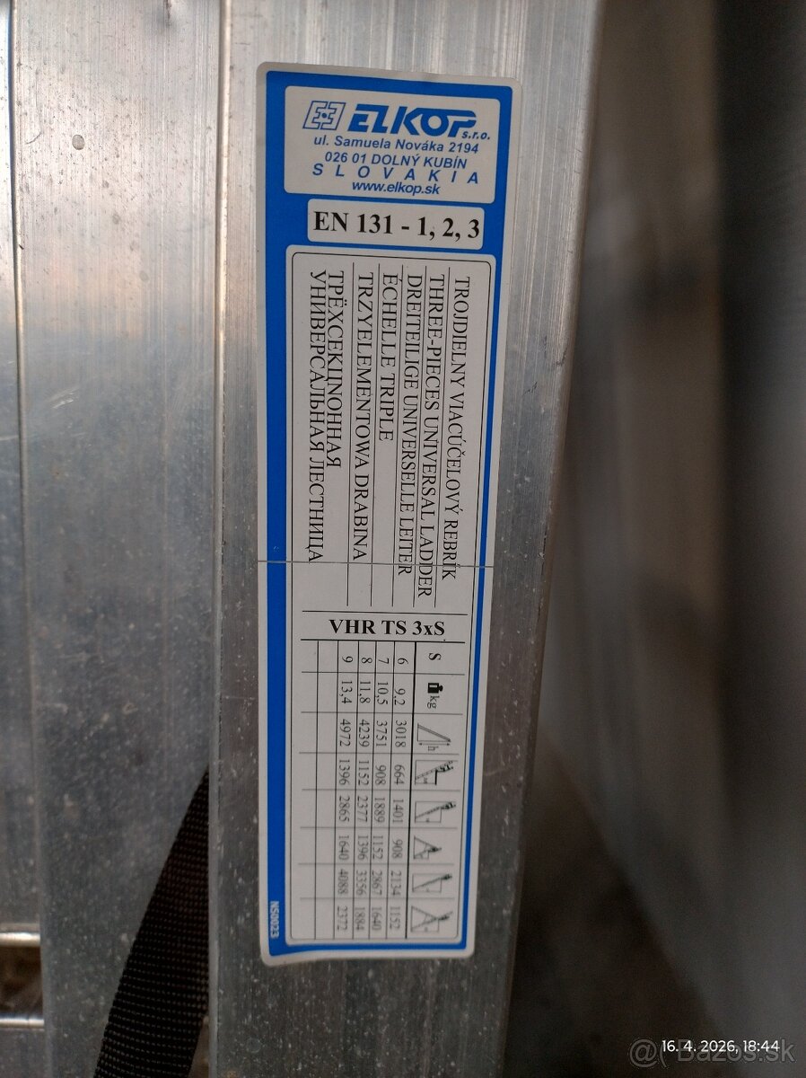 Hliníkový rebrík 3 dielny - 4